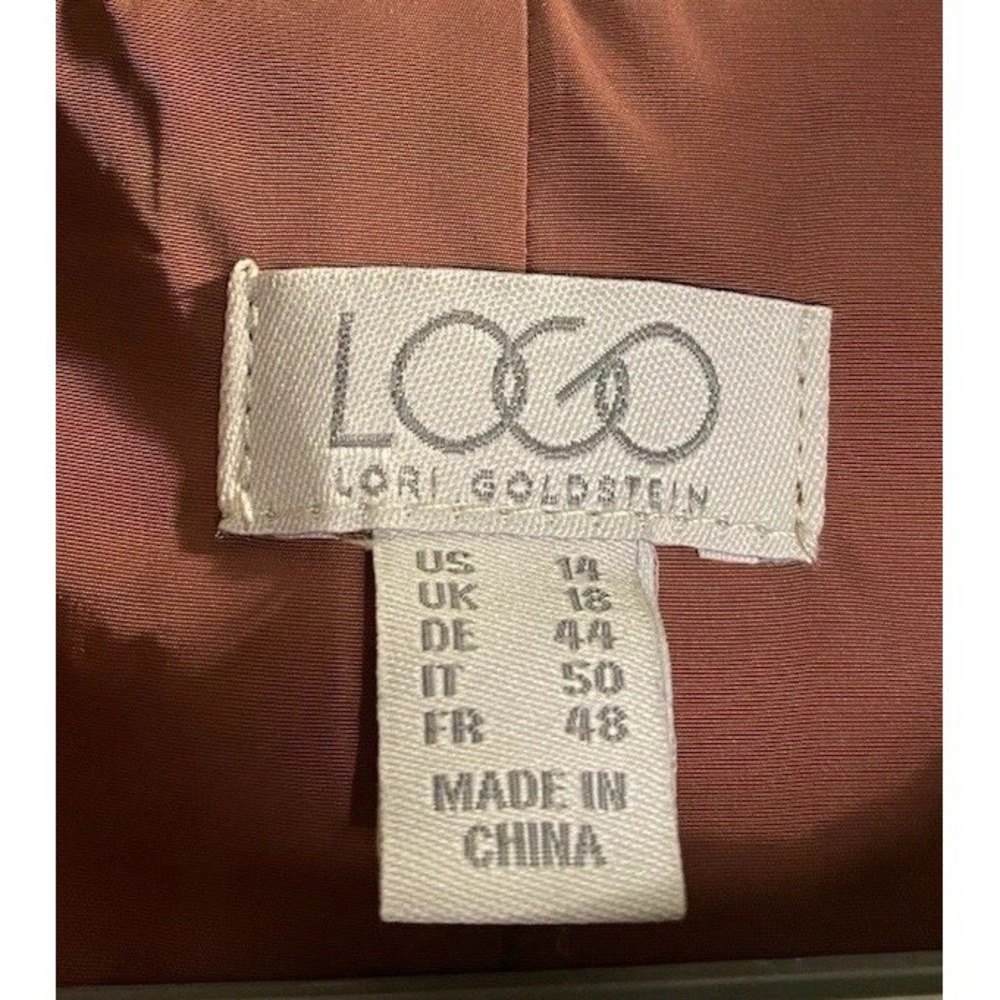 LOGO by Lori Goldstein Women L Hooded Jacket Embroidered Zip Rust Windbreaker - Picture 5 of 9